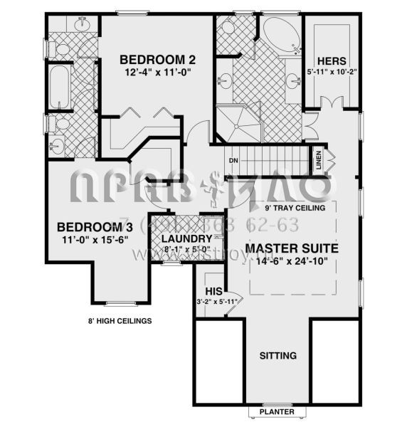 Проект двухэтажного дома с гаражом на две машины в американском стиле S5-191 (036-00266)