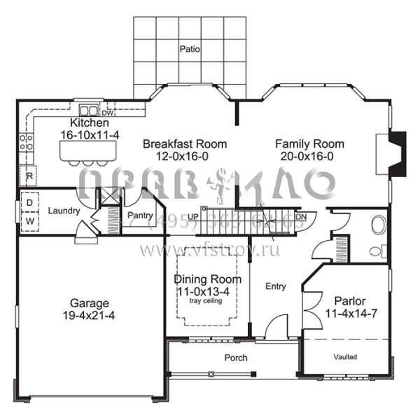 Проект двухэтажного дома с гаражом на две машины в стиле Ранчо S5-257 (5633-00244)