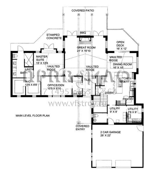 Проект одноэтажного дома с гаражом на две машины в современном стиле S5-396 (039-00594)