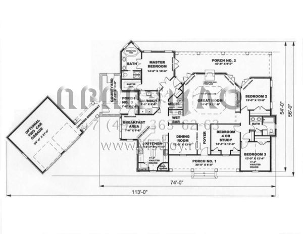 Проект одноэтажного дома с гаражом на две машины в английском стиле S5-225 (1776-00072)