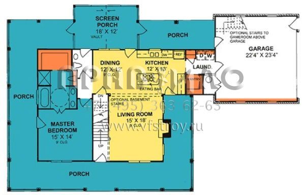 Проект двухэтажного дома с гаражом на две машины в стиле Ранчо S5-156 (4848-00173)