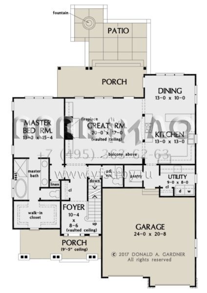 Проект двухэтажного дома с гаражом на две машины в стиле Ранчо S5-196 (2865-00036)