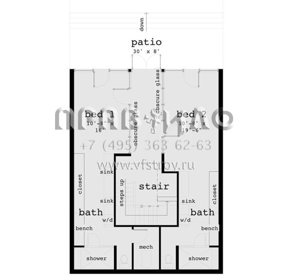 Проект дома на склоне с гаражом на две машины в стиле хайтек S5-210 (028-00145)