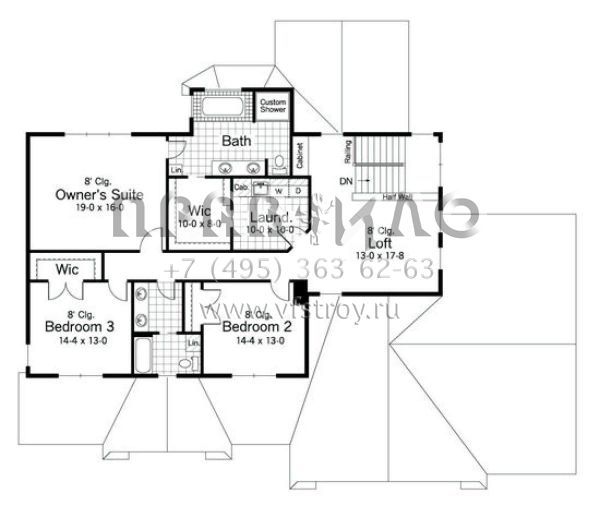Проект двухэтажного дома с гаражом на три и более машин в стиле Ранчо S5-315 (098-00026)