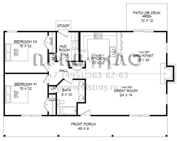 Проект одноэтажного дома без гаража в современном стиле S5-111 (940-00036)