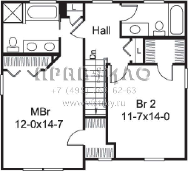 Проект двухэтажного дома с гаражом на одну машину в стиле Ранчо S5-108 (5633-00156)