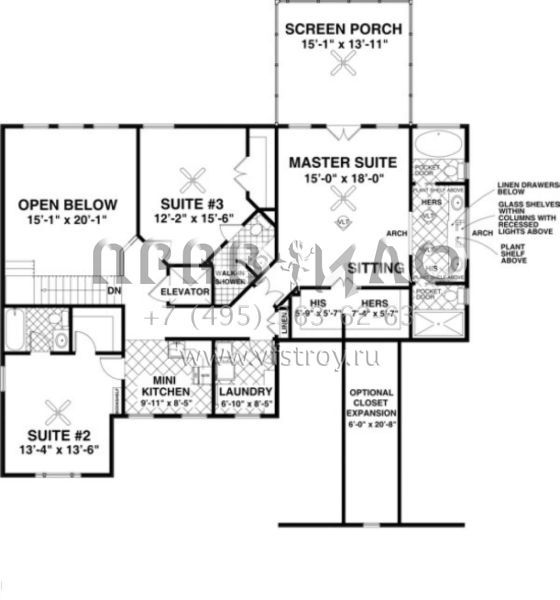 Проект двухэтажного дома с гаражом на три и более машин в американском стиле S5-275 (036-00138)