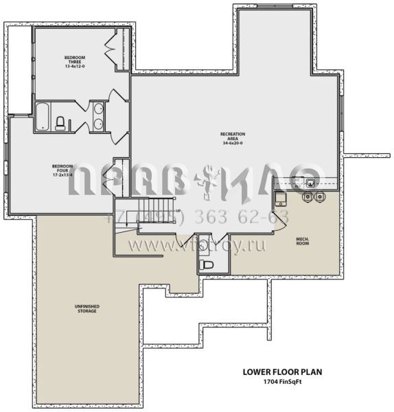 Проект дома с цокольным этажом и гаражом на три машины в стиле Ранчо S5-243 (5631-00091)