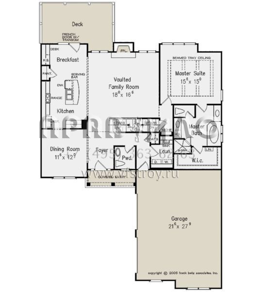 Проект двухэтажного дома с гаражом на две машины в стиле Ранчо S5-183 (8594-00170)
