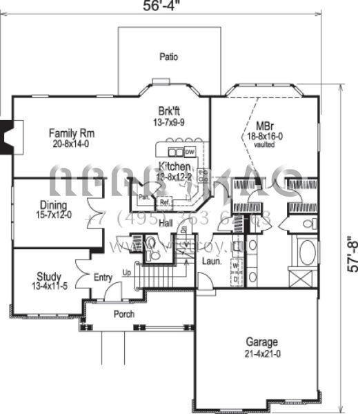 Проект двухэтажного дома с гаражом на две машины в стиле Ранчо S5-292 (5633-00080)