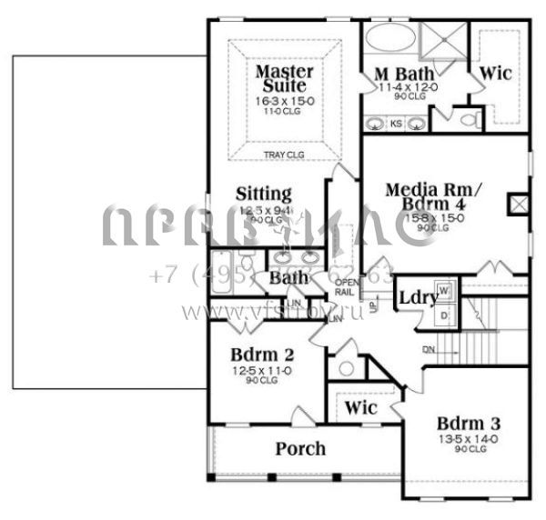 Проект двухэтажного дома с гаражом на три и более машин в американском стиле S5-282 (009-00259)