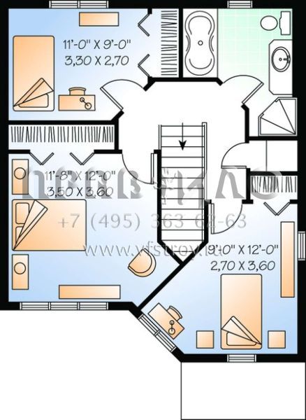 Проект двухэтажного дома без гаража в стиле Ранчо S5-120 (034-00936)
