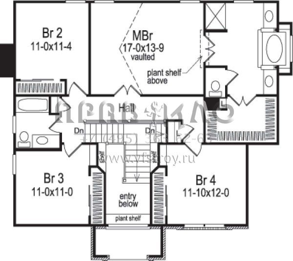 Проект двухэтажного дома с гаражом на две машины в стиле Ранчо S5-243 (5633-00068)