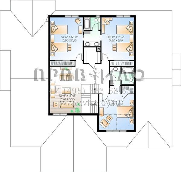 Проект двухэтажного дома с гаражом на три и более машин в американском стиле S5-367 (034-00407)