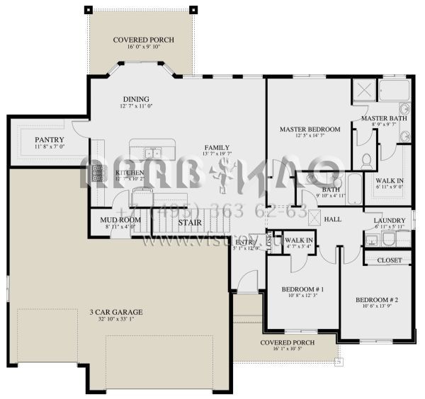 Проект одноэтажного дома с гаражом на две машины в стиле Ранчо S5-157 (2802-00076)