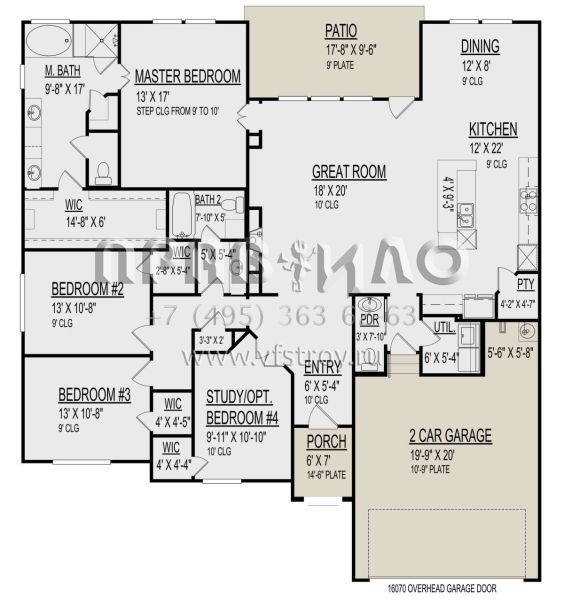 Проект одноэтажного дома с гаражом на две машины в стиле Ранчо S5-200 (9300-00091)