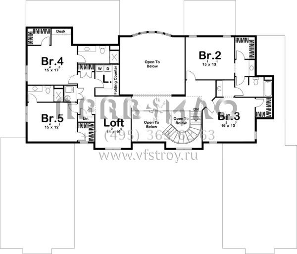 Проект двухэтажного дома с гаражом на три и более машин в прибрежном стиле S5-451 (963-00245)