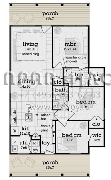 Проект одноэтажного дома без гаража в современном стиле S5-114 (048-00295)