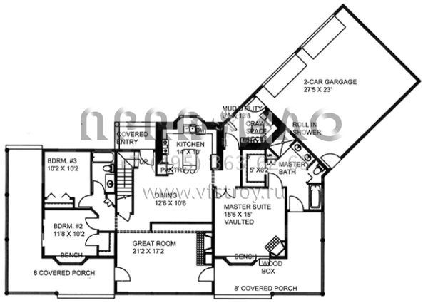 Проект двухэтажного дома с гаражом на две машины в скандинавском стиле S5-205 (039-00645)