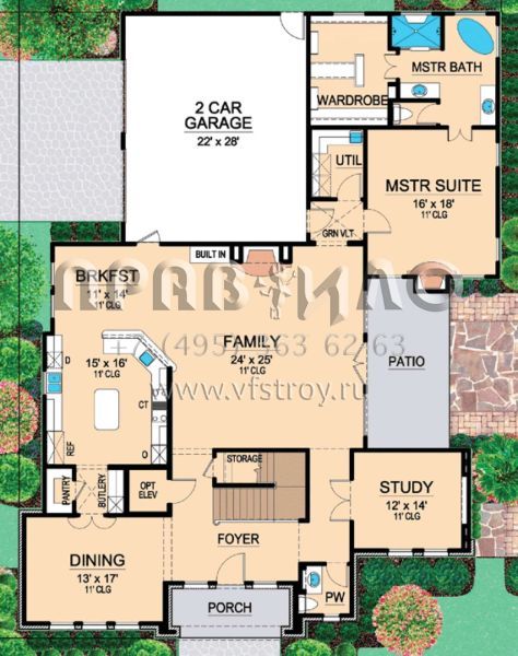 Проект двухэтажного дома с гаражом на две машины в прибрежном стиле S5-350 (5445-00115)