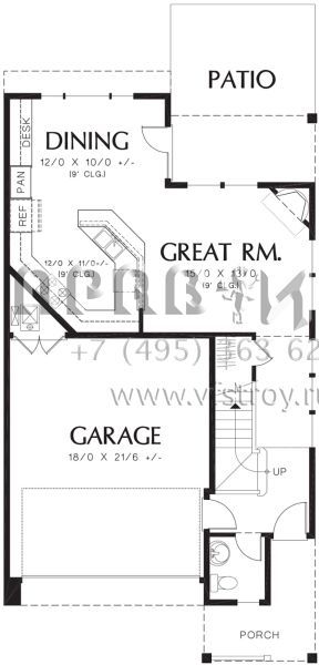 Проект двухэтажного дома с гаражом на две машины в стиле Ранчо S5-158 (2559-00036)