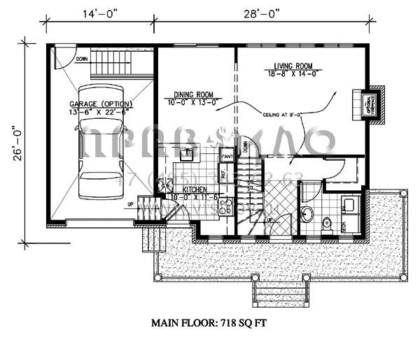 Проект двухэтажного дома с гаражом на одну машину в стиле Ранчо S5-133 (1785-00088)