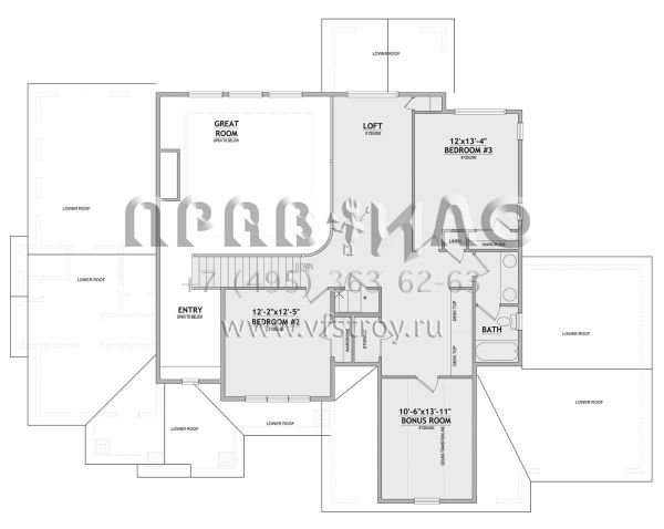 Проект двухэтажного дома с гаражом на три и более машин в американском стиле S5-268 (8768-00036)