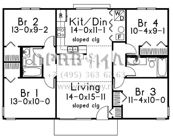 Проект одноэтажного дома без гаража в стиле Ранчо S5-109 (5633-00404)