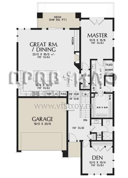 Проект одноэтажного дома с гаражом на две машины в стиле Райт S5-243 (2559-00830)
