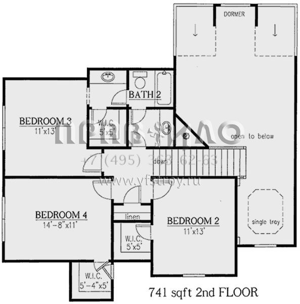 Проект двухэтажного дома с гаражом на две машины в стиле Ранчо S5-238 (286-00024)