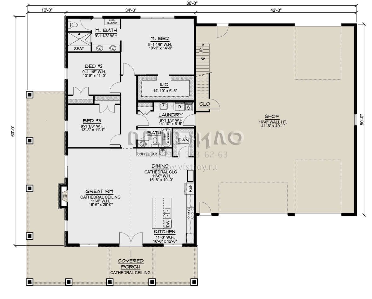 Проект дома с гаражом на три и более машин в стиле БарнХаус S5-189 (5032-00...