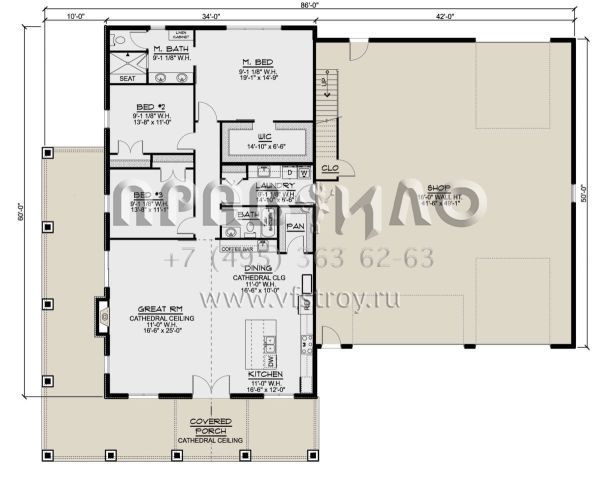 Проект дома с гаражом на три и более машин в стиле БарнХаус S5-189 (5032-00151)
