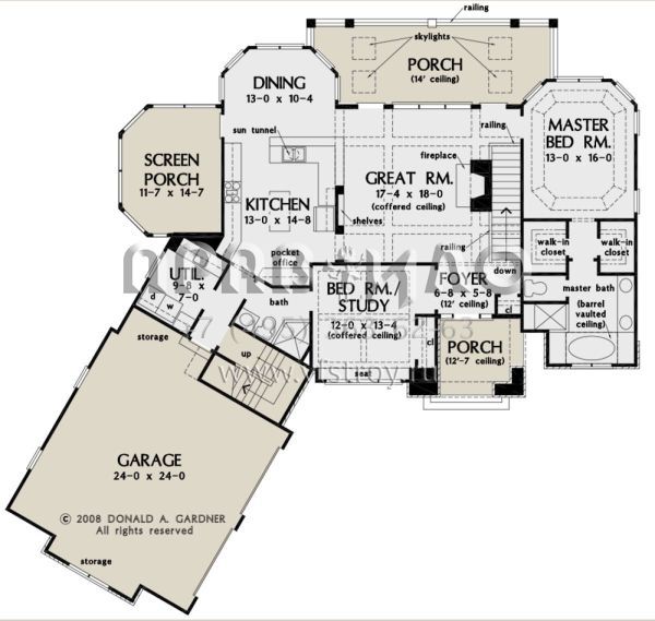 Проект одноэтажного дома с гаражом на две машины в стиле Ранчо S5-223 (2865-00006)