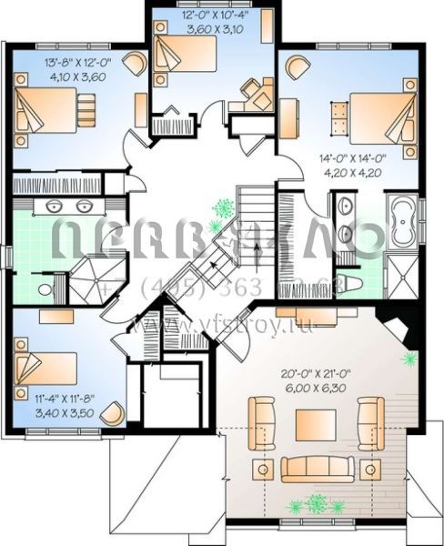 Проект двухэтажного дома с гаражом на две машины в английском стиле S5-296 (034-00734)
