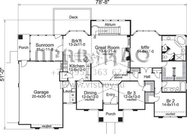 Проект одноэтажного дома с гаражом на три и более машин в прибрежном стиле S5-223 (5633-00108)