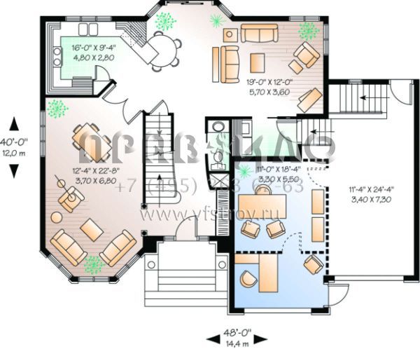 Проект двухэтажного дома с гаражом на две машины в английском стиле S5-197 (034-00034)