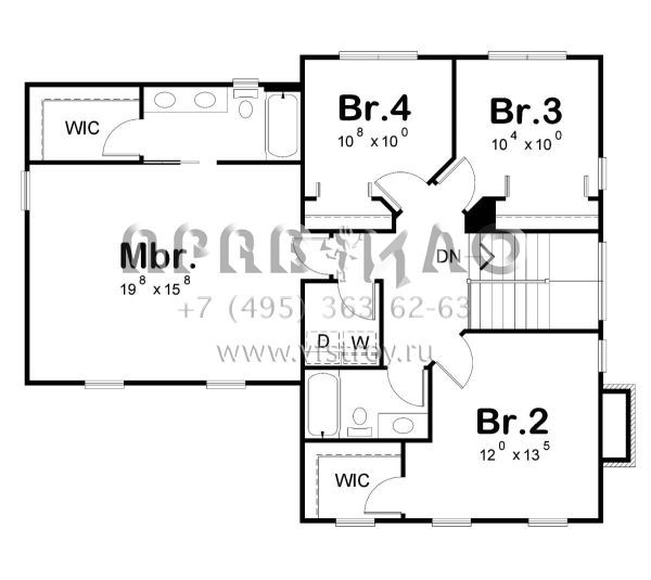 Проект двухэтажного дома с гаражом на две машины в стиле Ранчо S5-170 (402-01565)