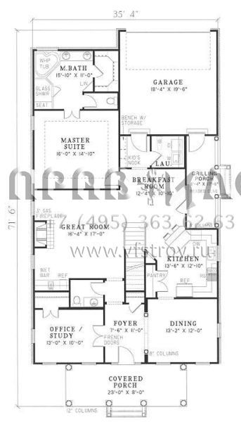 Проект двухэтажного дома с гаражом на две машины в стиле Ранчо S5-207 (110-00219)