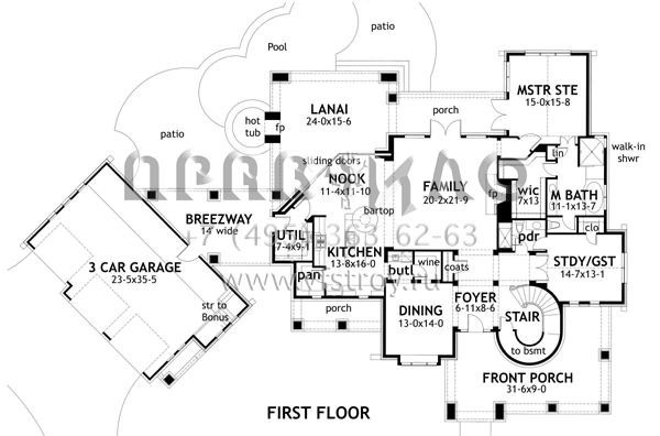 Проект двухэтажного дома с гаражом на три и более машин в стиле Ранчо S5-311 (9401-00006)