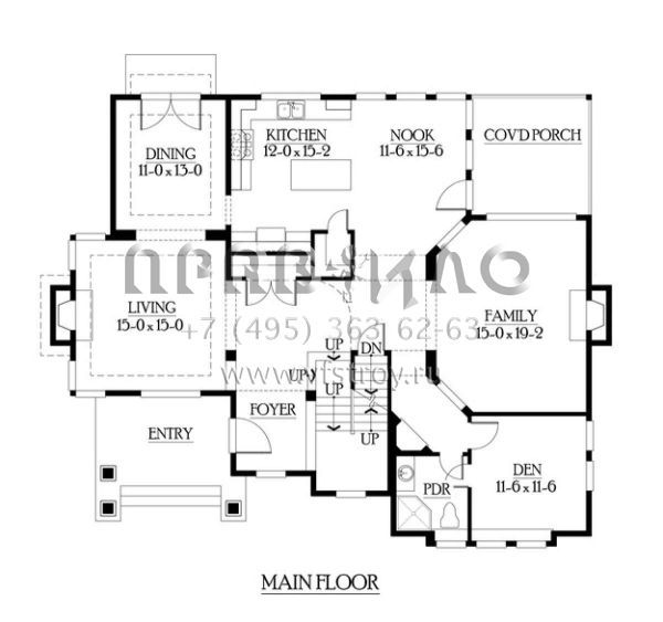 Проект двухэтажного дома с гаражом на три и более машин в американском стиле S5-359 (341-00160)