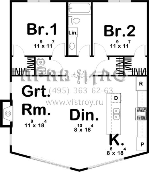 Проект одноэтажного дома без гаража в современном стиле S5-98 (963-00176)
