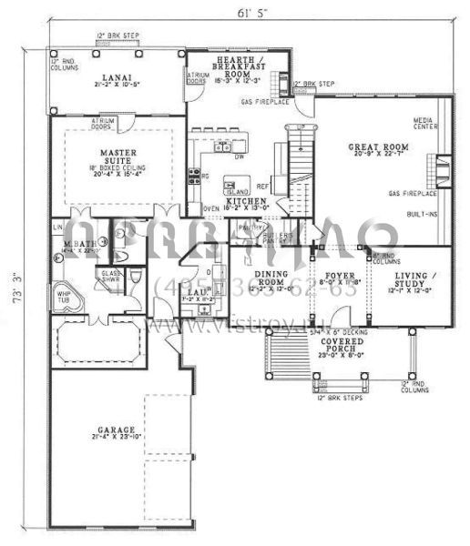 Проект двухэтажного дома с гаражом на две машины в стиле Особняк S5-264 (110-00258)
