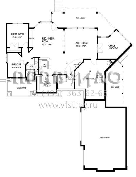 Проект дома на склоне с цокольным этажом и гаражом на три машины S5-306 (036-00212)