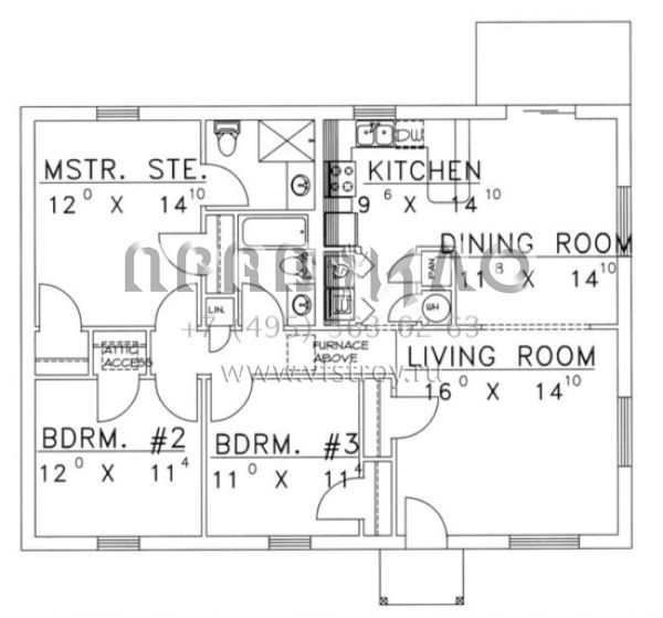 Проект одноэтажного дома без гаража в стиле Ранчо S5-131 (039-00135)