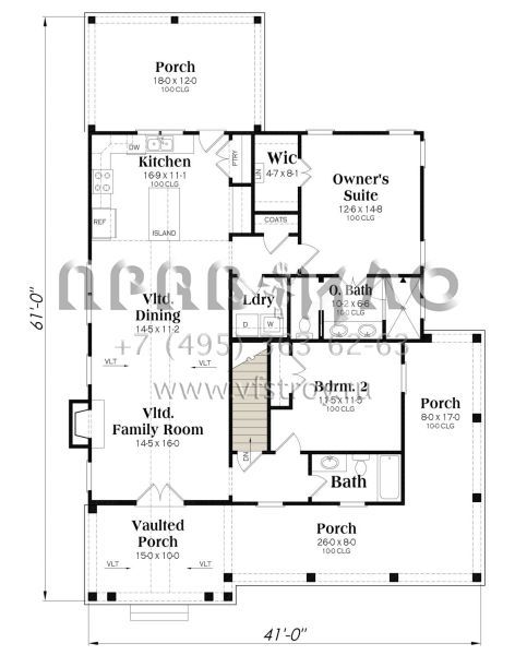 Проект одноэтажного дома без гаража в современном стиле S5-117 (009-00331)