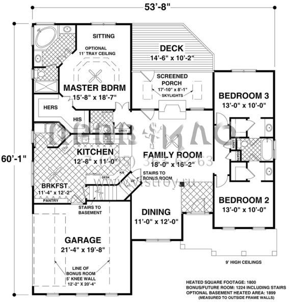Проект двухэтажного дома с гаражом на две машины в стиле Ранчо S5-167 (036-00229)