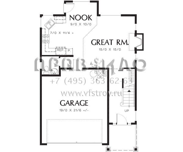 Проект одноэтажного дома с гаражом на две машины в стиле Ранчо S5-136 (2559-00259)