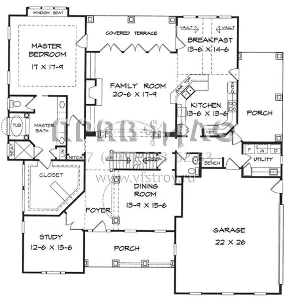 Проект двухэтажного дома с гаражом на две машины в стиле Ранчо S5-331 (6082-00031)
