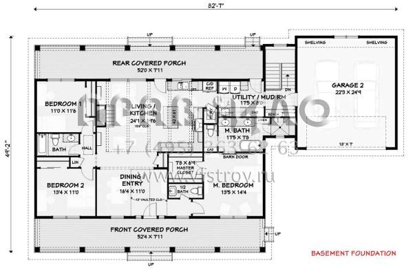 Проект одноэтажного дома с гаражом на две машины в стиле Ранчо S5-169 (3125-00019)