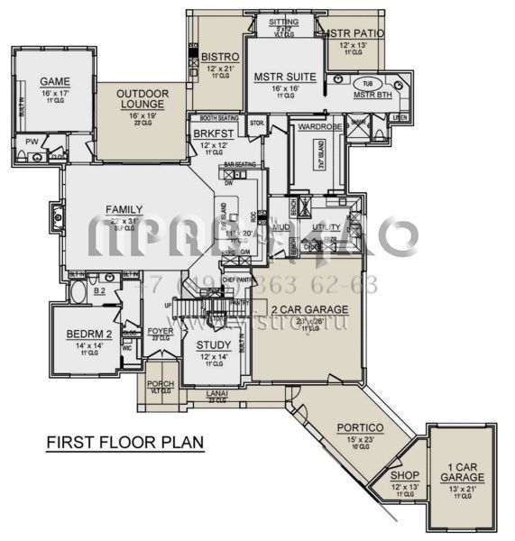 Проект двухэтажного дома с гаражом на три и более машин в современном стиле S5-387 (5445-00519)